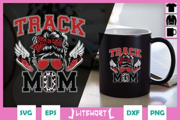 Track Mom Black Team Messy Bun SVG Review